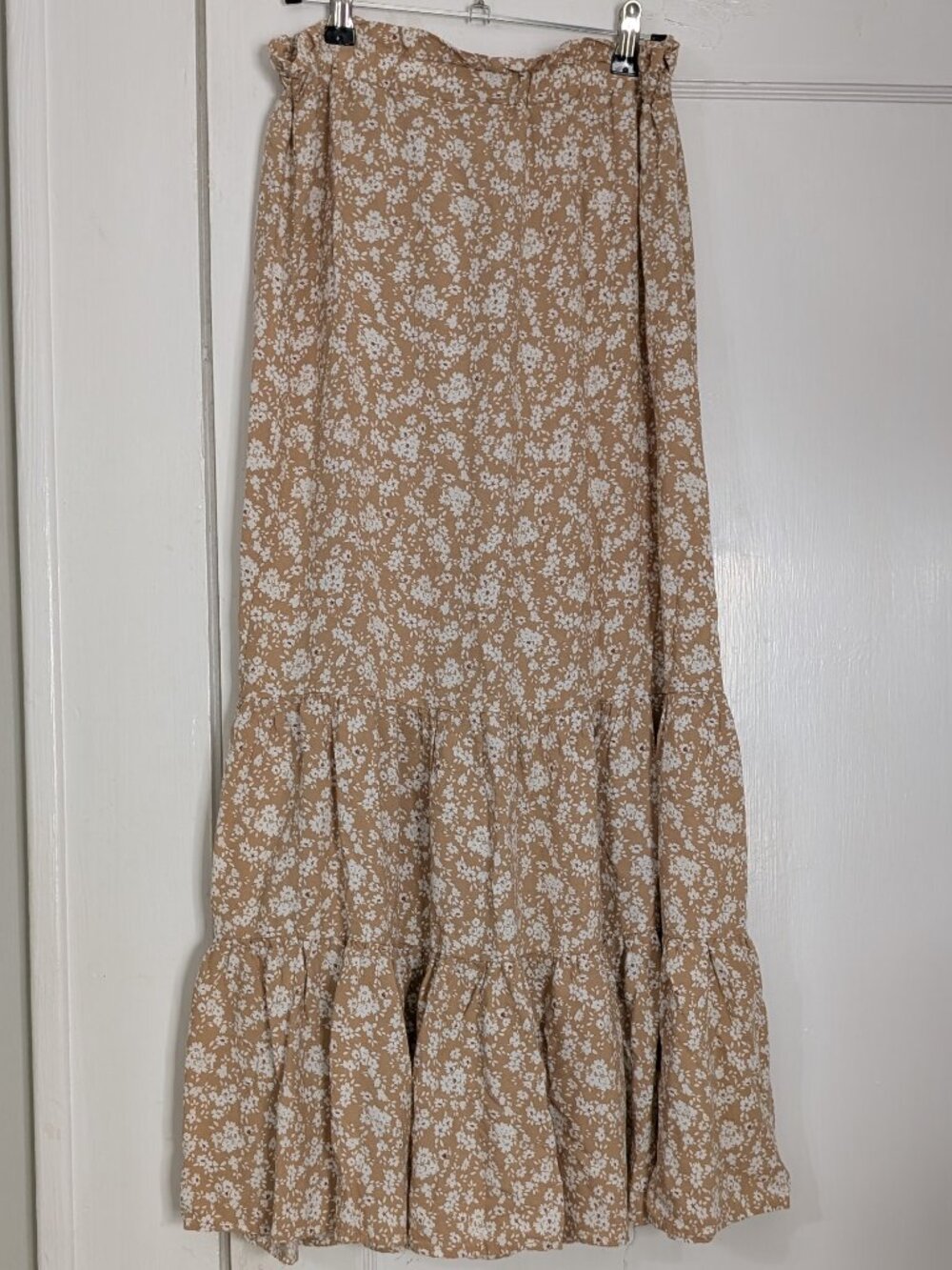 Indigo Rising Beige Maxi Skirt Floral Boho Cottagecore Prairie Women's Medium